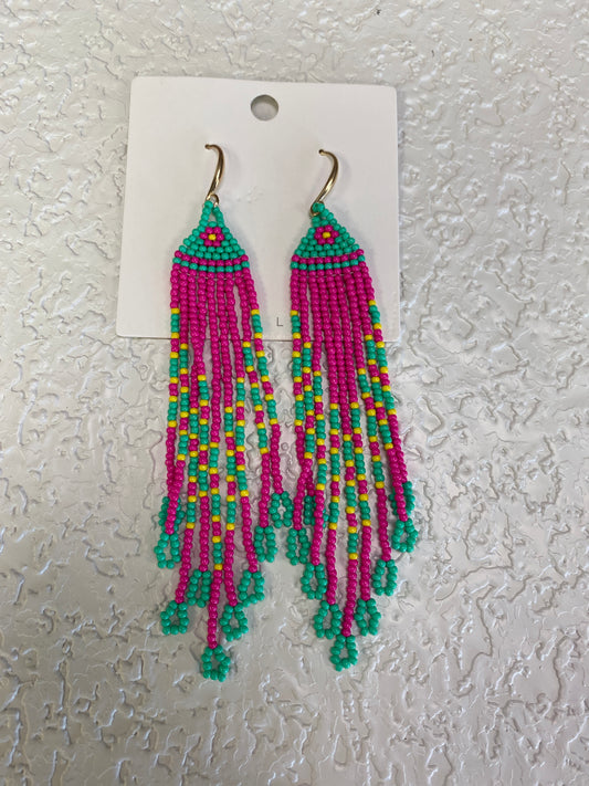 BOHEMIAN RAINBOW BEAD EARRINGS