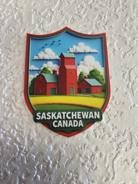 FRIDGE MAGNET SASK CANADA CREST SHAPE