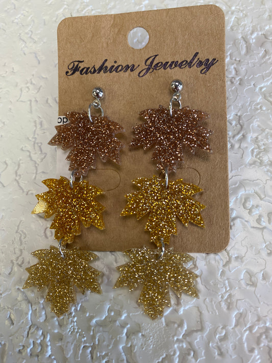 AUTUMN HALLOWEEN MAPLE LEAVES DANGLING EARRINGS