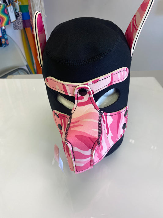 PINK CAMO DOG HEAD MASK