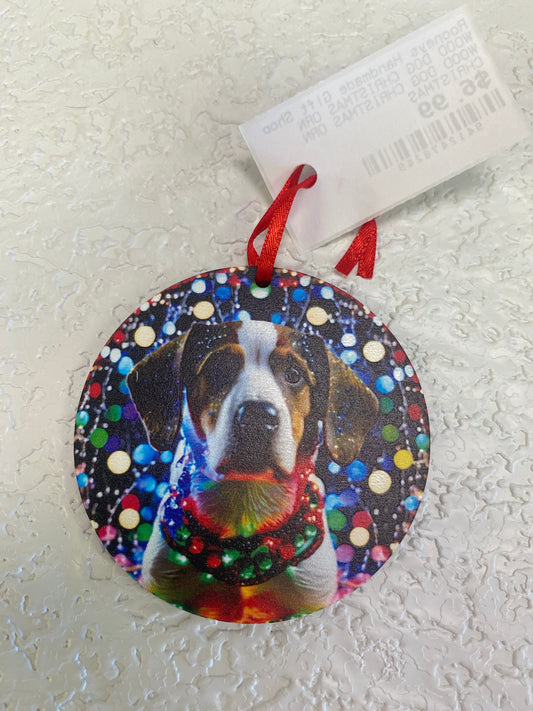 WOOD DOG CHRISTMAS ORN