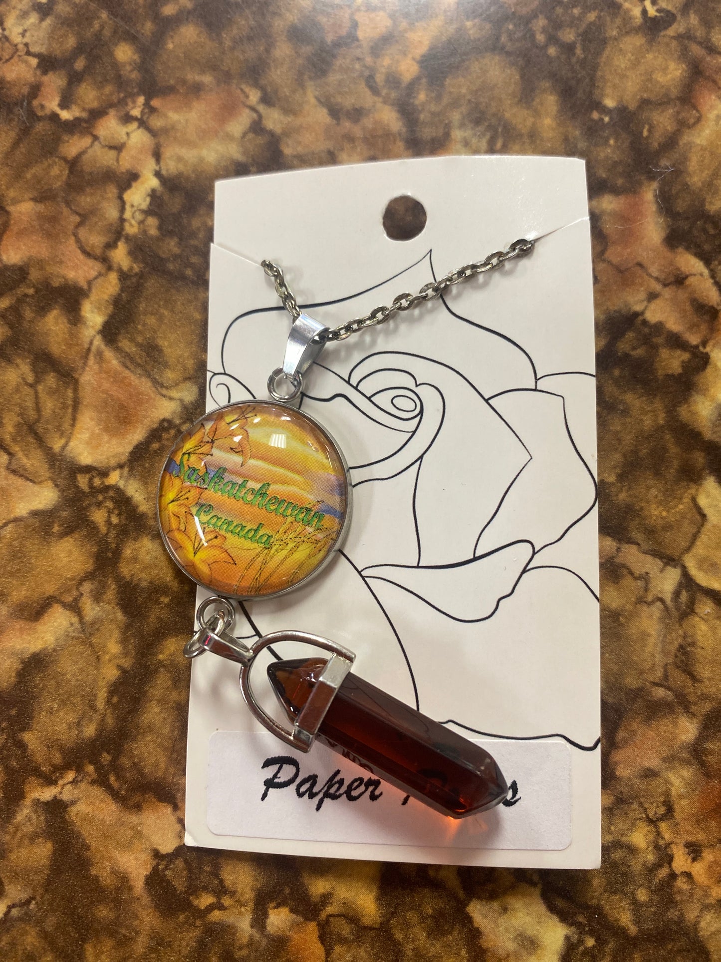 SASKATCHEWAN CANADA SILVER NECKLACE WITH CRYSTAL