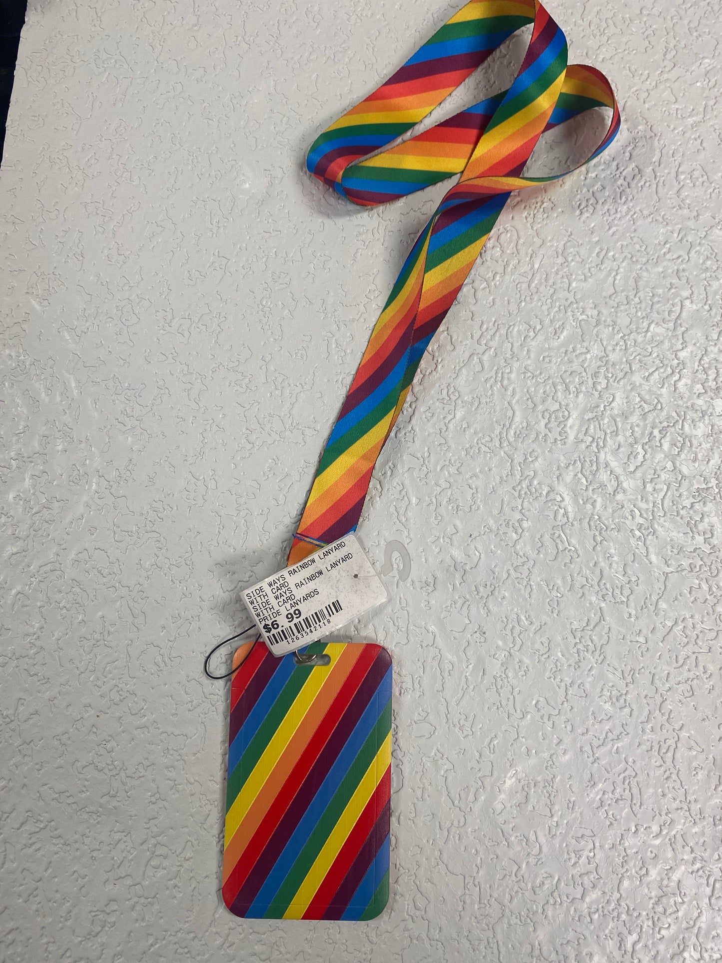 SIDE WAYS RAINBOW LANYARD WITH CARD