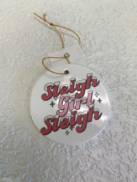 SLEIGH GIRL GLASS ORN