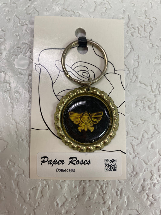 GOLD TRIFORCE BOTTLE CAP NECKLACE