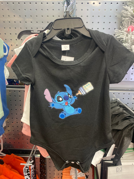 STITCH BABY ONESIE BLACK