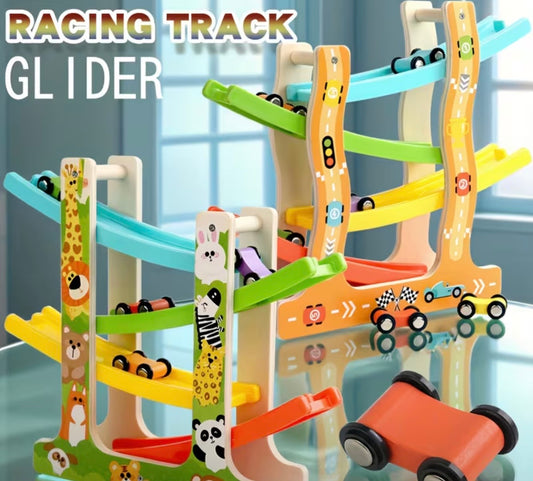 WOODEN SLIDING RAIL CAR TOY