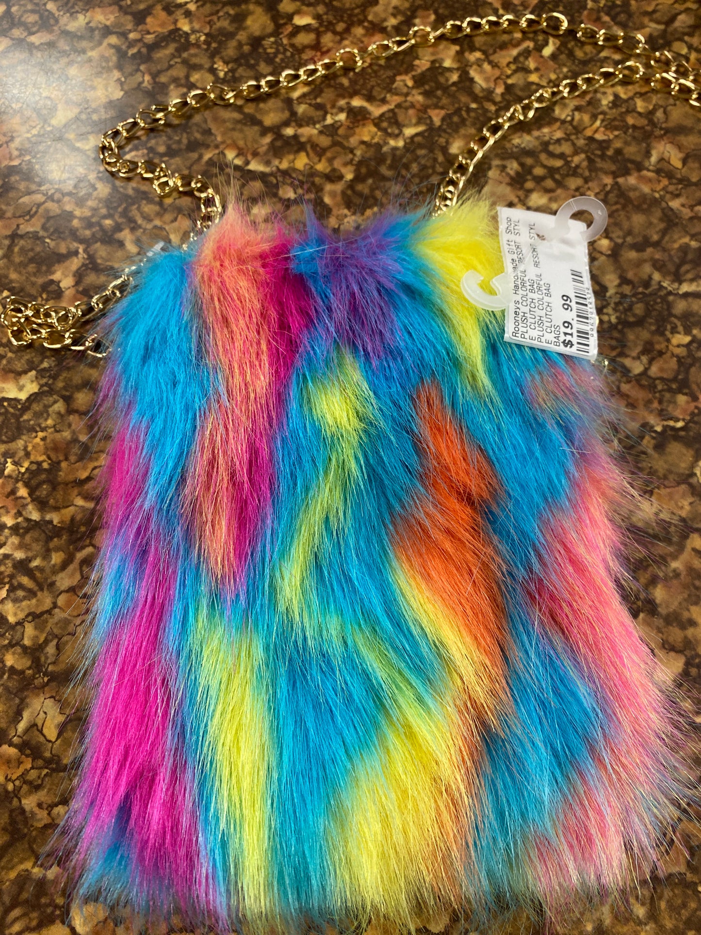 PLUSH COLORFUL RESORT STYLE CLUTCH BAG