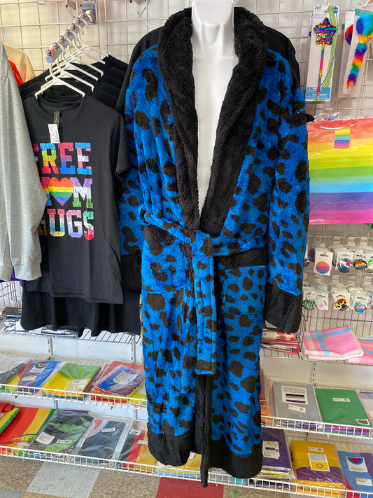 BLUE LEOPARD PRINT HOUSE COAT