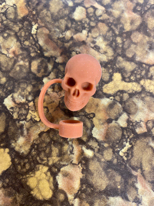 BROWN SKULL STRAW COVER