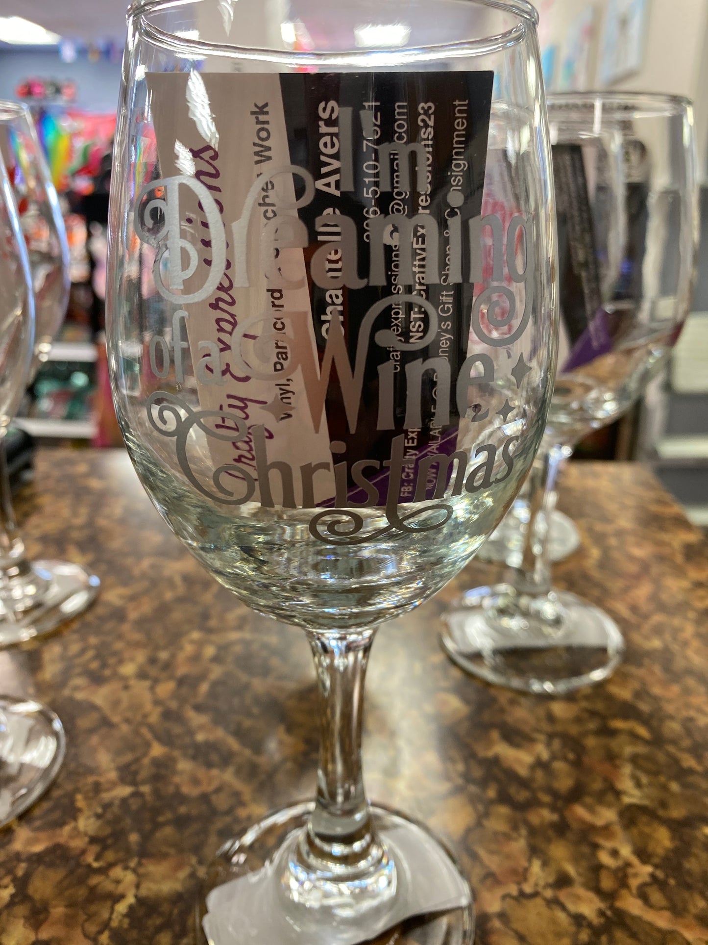 Wine glass im dreaming of a wine xmas silver