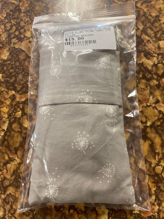 WHITE FLUFF PLANT GREY EYE PILLOW