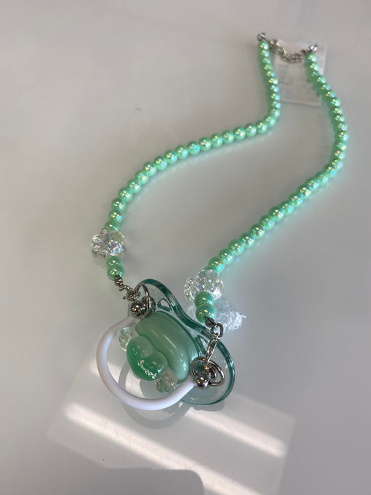 ADULT PACIFIER GREEN WITH NECKLACE