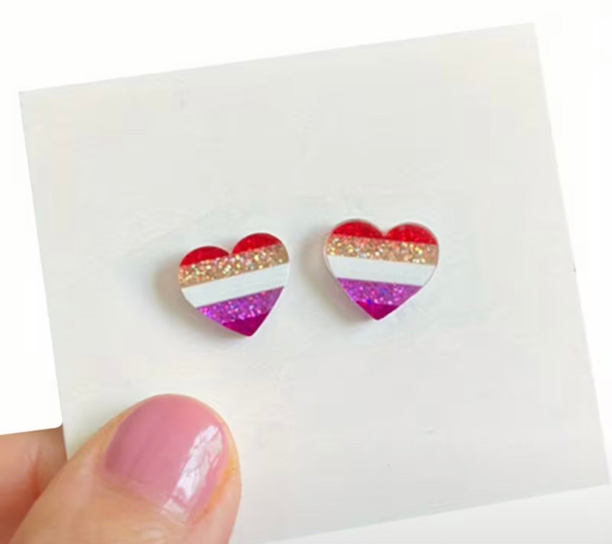 LESBIAN PRIDE HEART EARRINGS