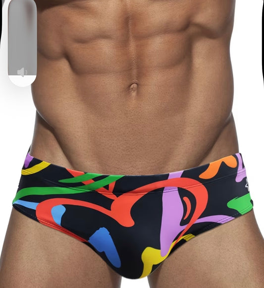 MENS COLORFUL GRAFFITI BRIEFS SWIM SHORTS LARGE