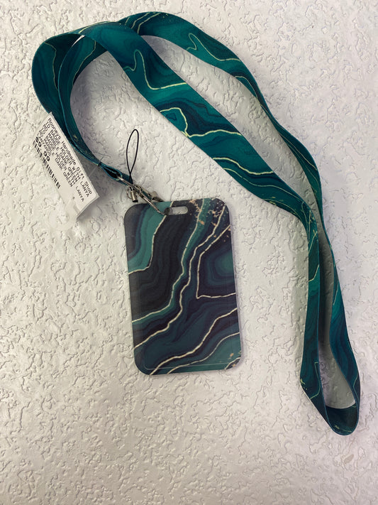ID BADGE HOLDER WITH LANYARD MARBLE DARK GREEN