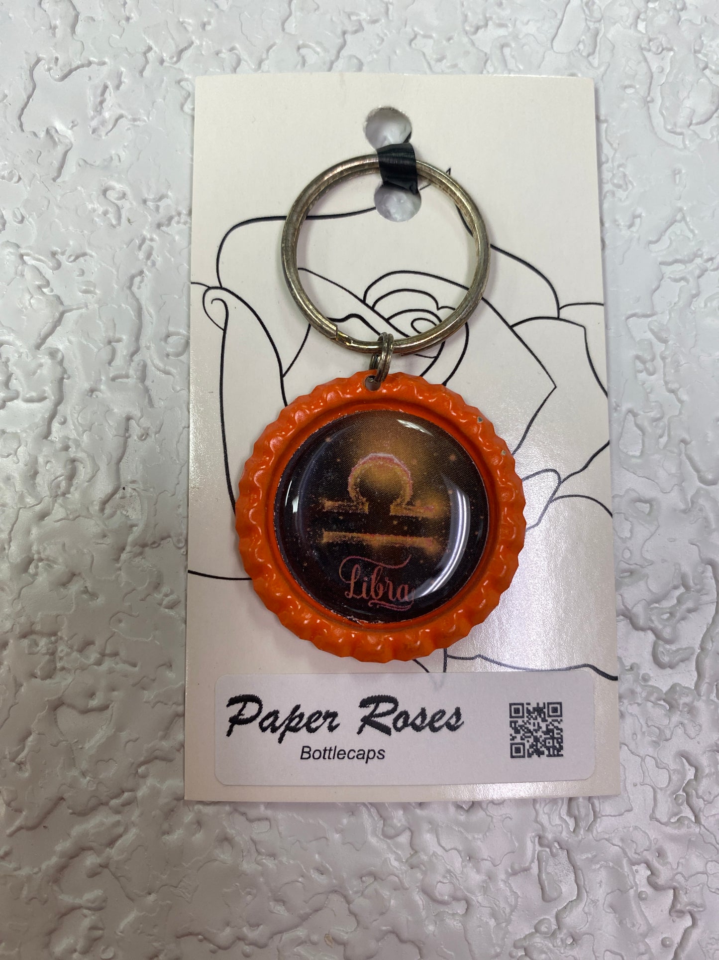 ORANGE LIBRA BOTTLE CAP KEYCHAIN