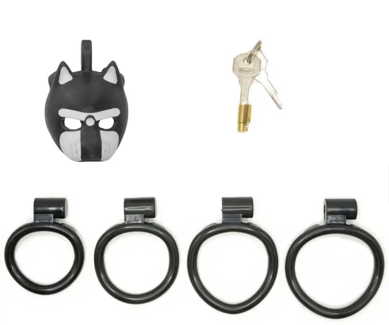 BLACK WHITE PUP PLASTIC COCK LOCK