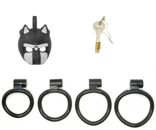 BLACK WHITE PUP PLASTIC COCK LOCK