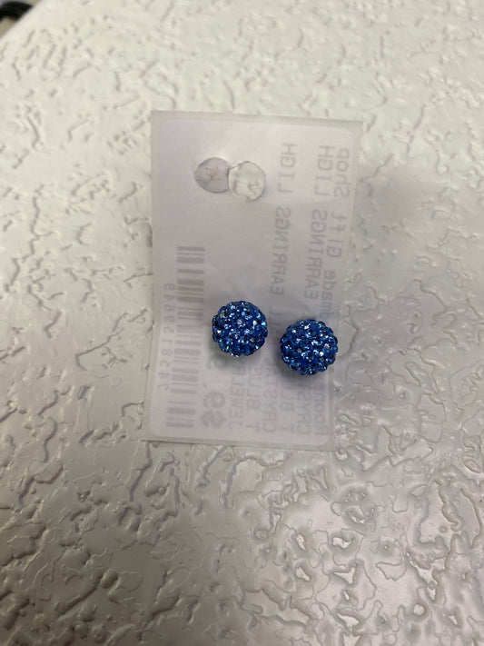 CRYSTAL BALL EARRINGS LIGHT BLUE