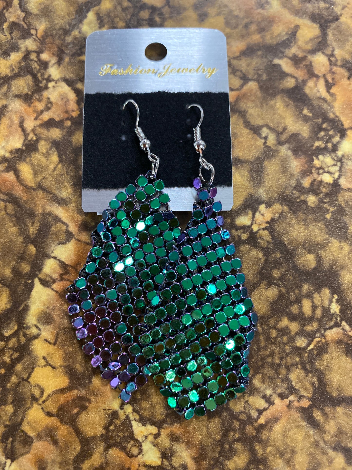 PURPLE TEAL DANGLE EARRINGS