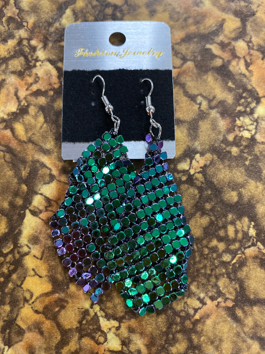 PURPLE TEAL DANGLE EARRINGS