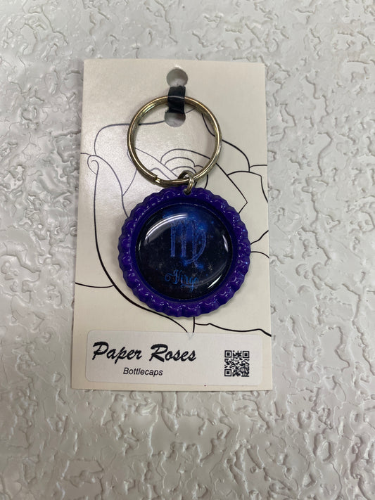 PURPLE VIRGO BOTTLE CAP KEYCHAIN