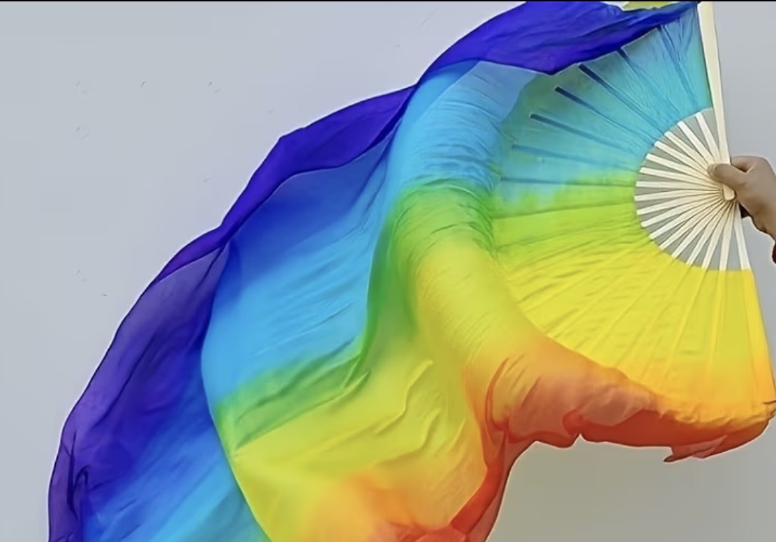 XL ELEGANT RAINBOW FOLDING FAN