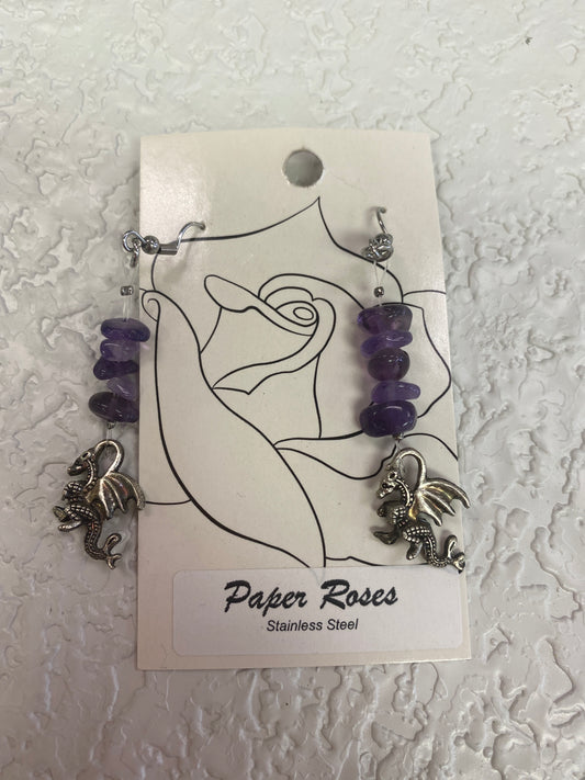 AMETHYST DRAGON EARRINGS
