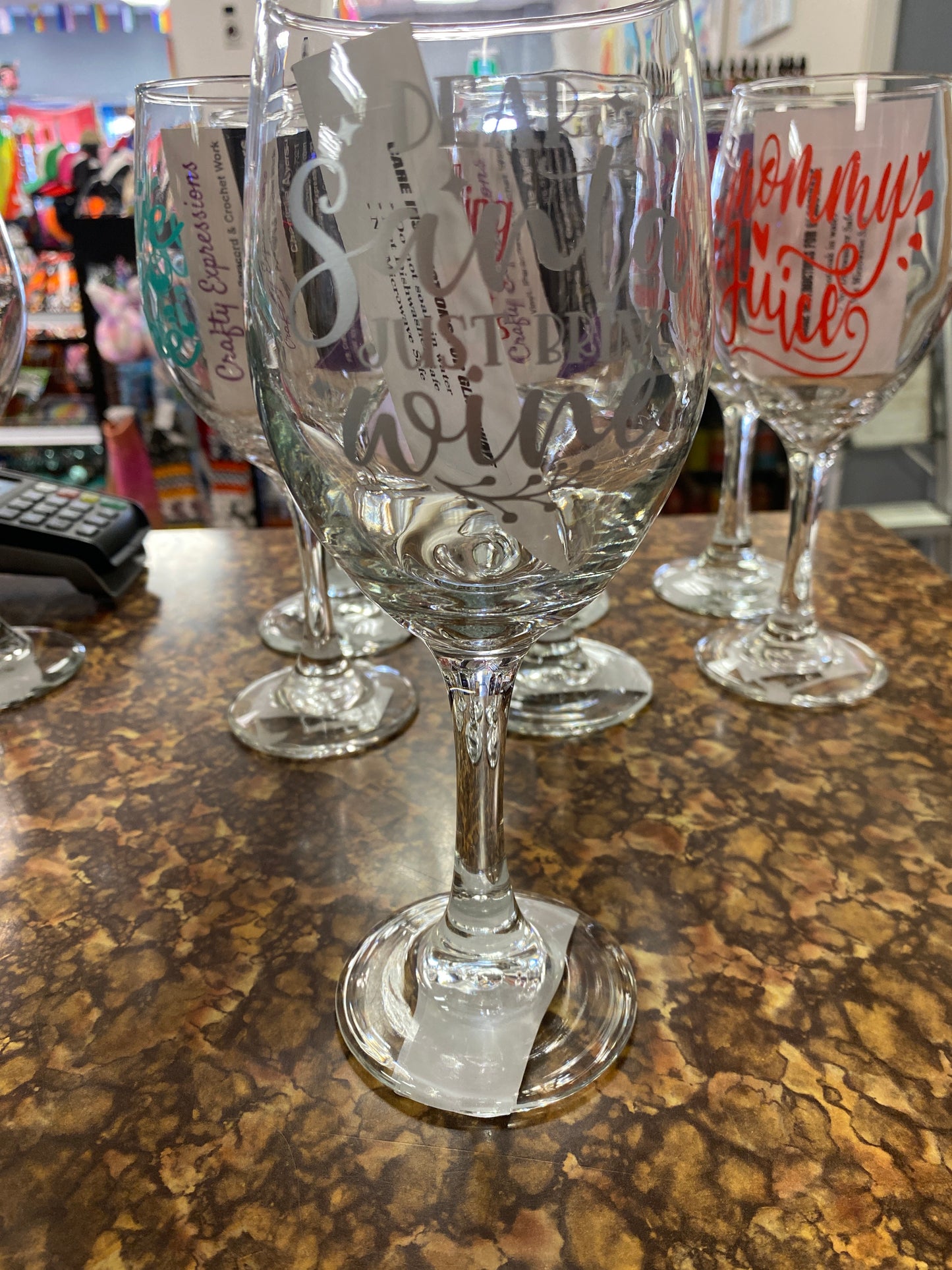 Wine glass dear Santa just bring wine sliver