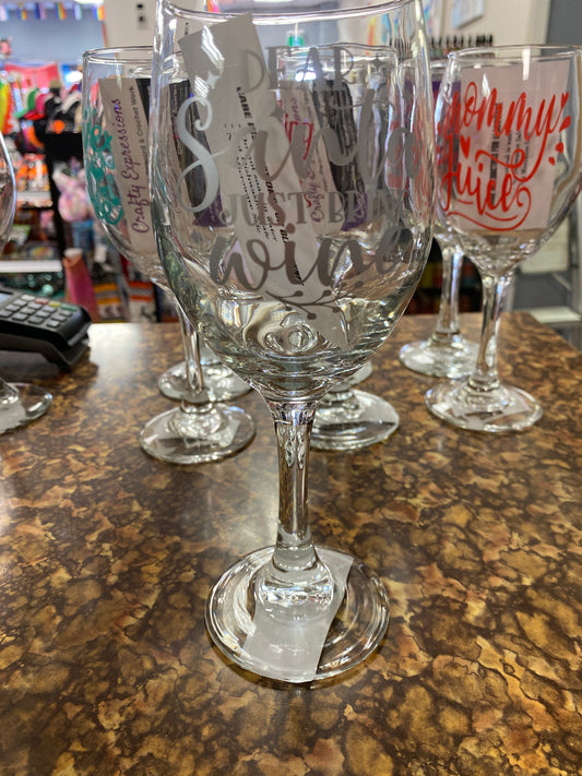 Wine glass dear Santa just bring wine sliver