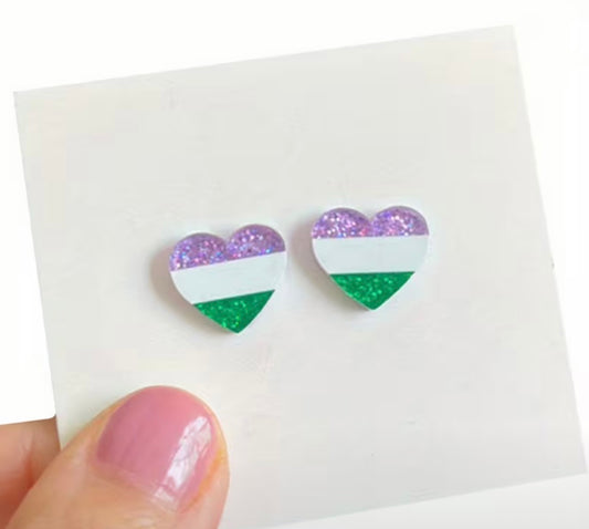 GENDER QUEER PRIDE HEART EARRINGS