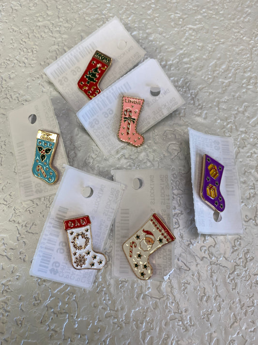 CARTOON CHRISTMAS STOCKING PIN ASSORTED