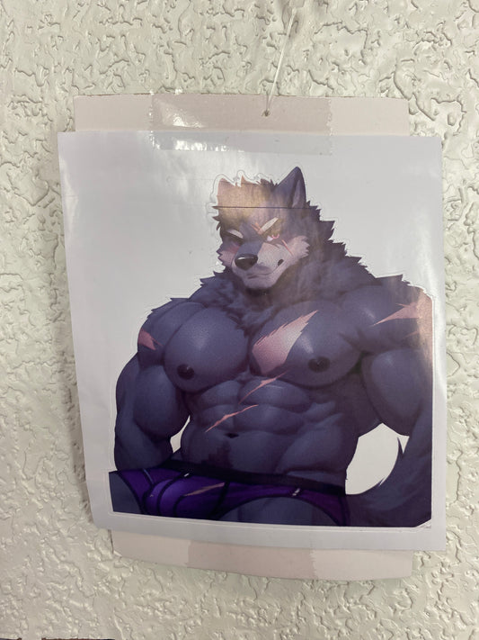 FURRY MUSCLE DOG ANIME STICKER
