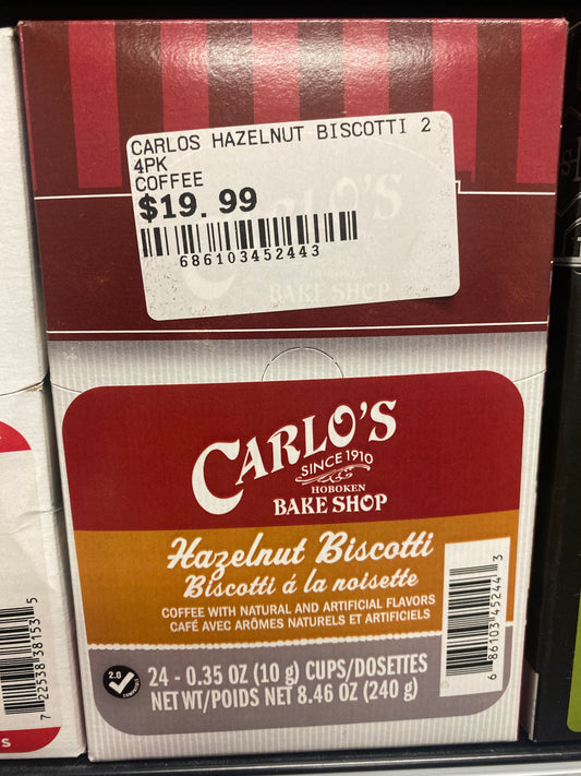 CARLOS HAZELNUT BISCOTTI 24PK