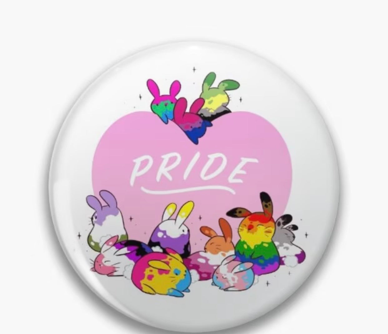 PRIDE FLAGS BUNNIES BUTTON