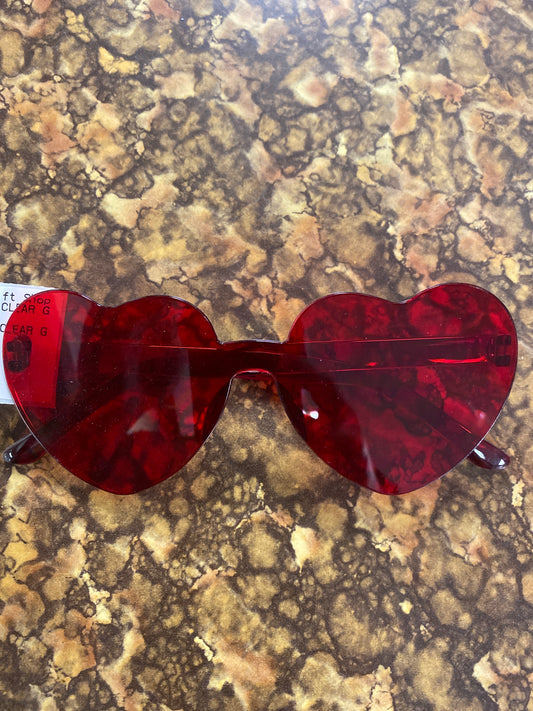 RED NO FRAME HEART CLEAR GLASSES