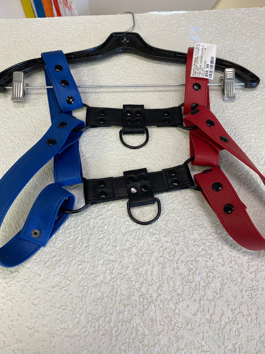PUNK FAUX LEATHER STRAPS BLUE RED