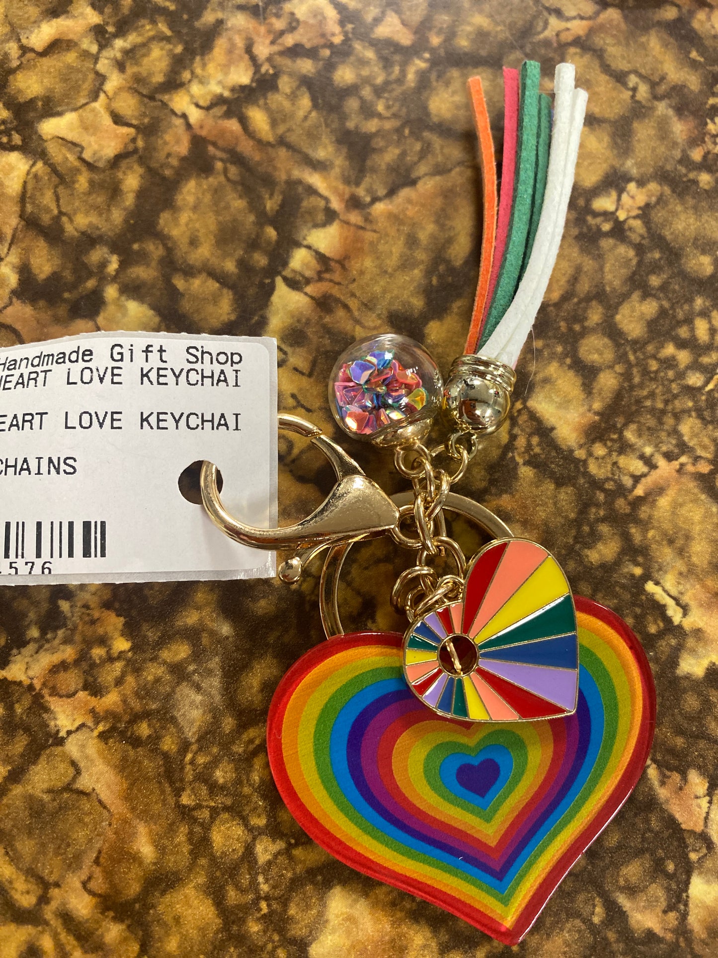 RAINBOW HEART LOVE KEYCHAIN