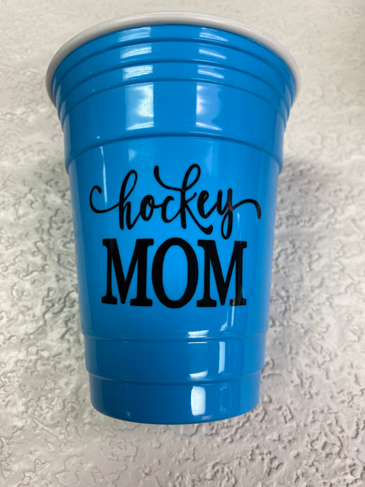 HOCKEY MOM BLUE SOLO CUP