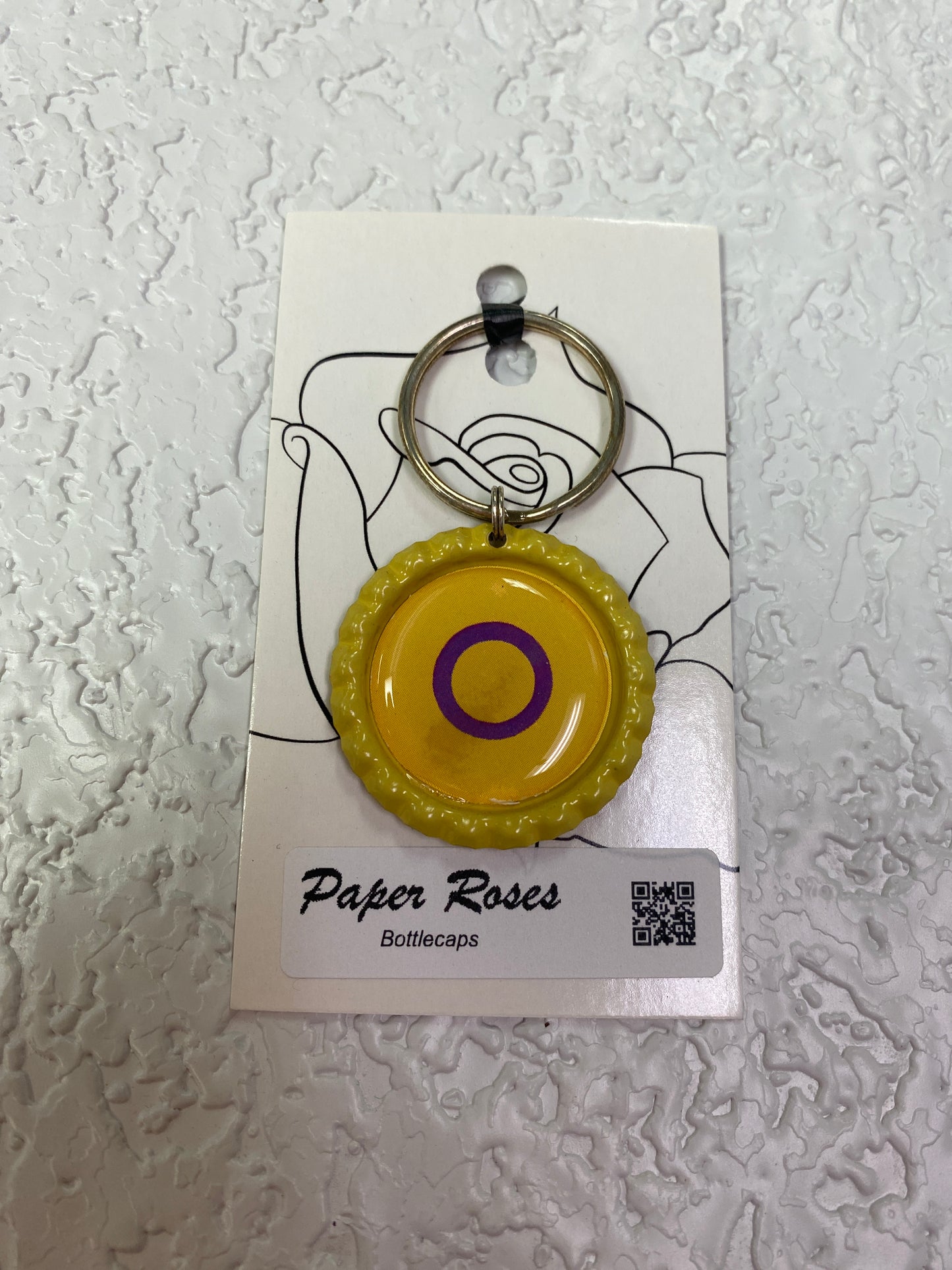YELLOW PRIDE BOTTLE CAP KEYCHAIN