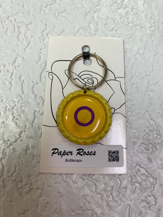 YELLOW PRIDE BOTTLE CAP KEYCHAIN