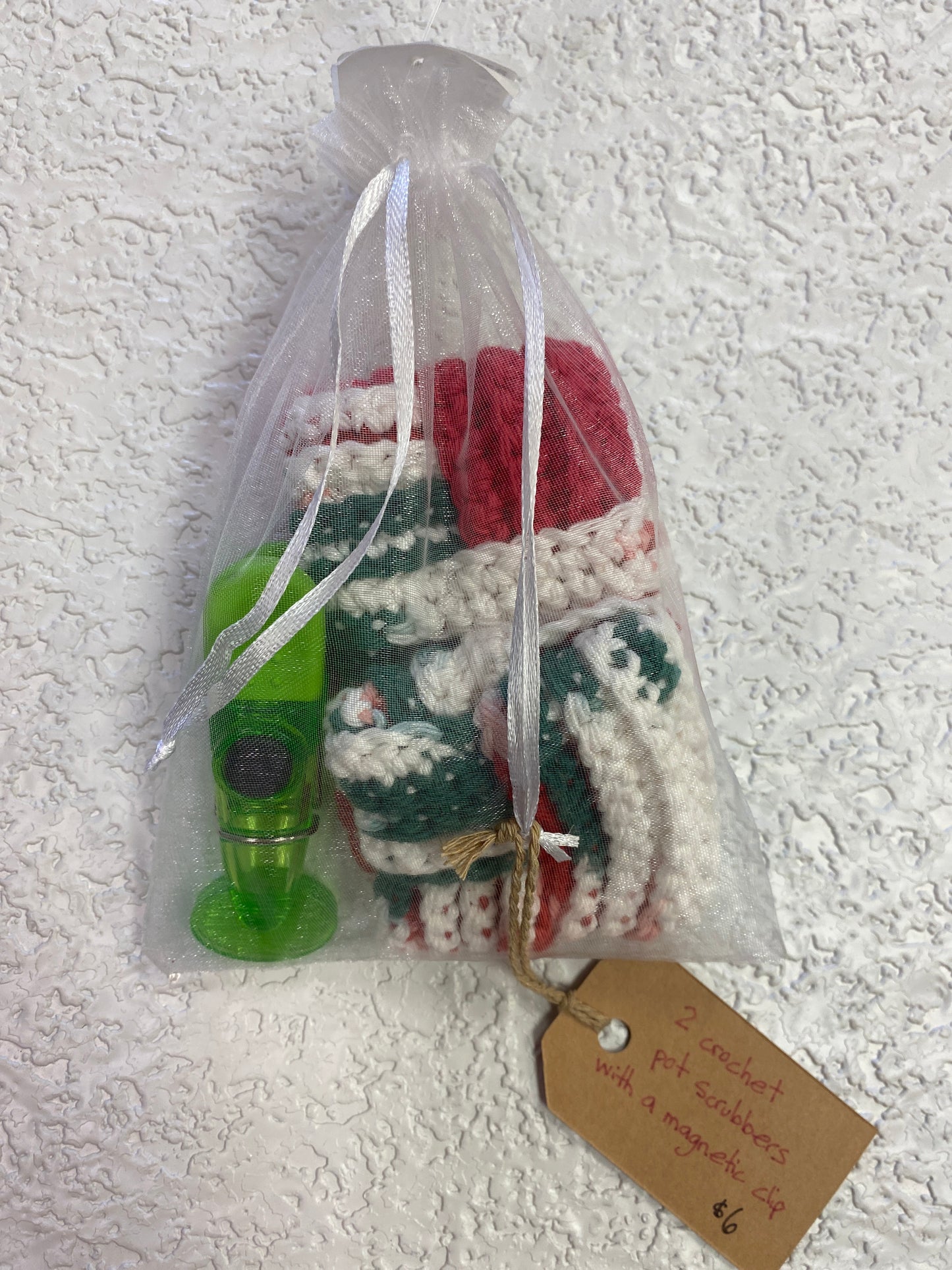 CROCHET POT SCRUBBERS WITH CLIP