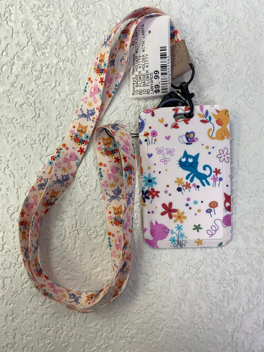 ID BADGE HOLDER WITH LANYARD FLOWER KITTY