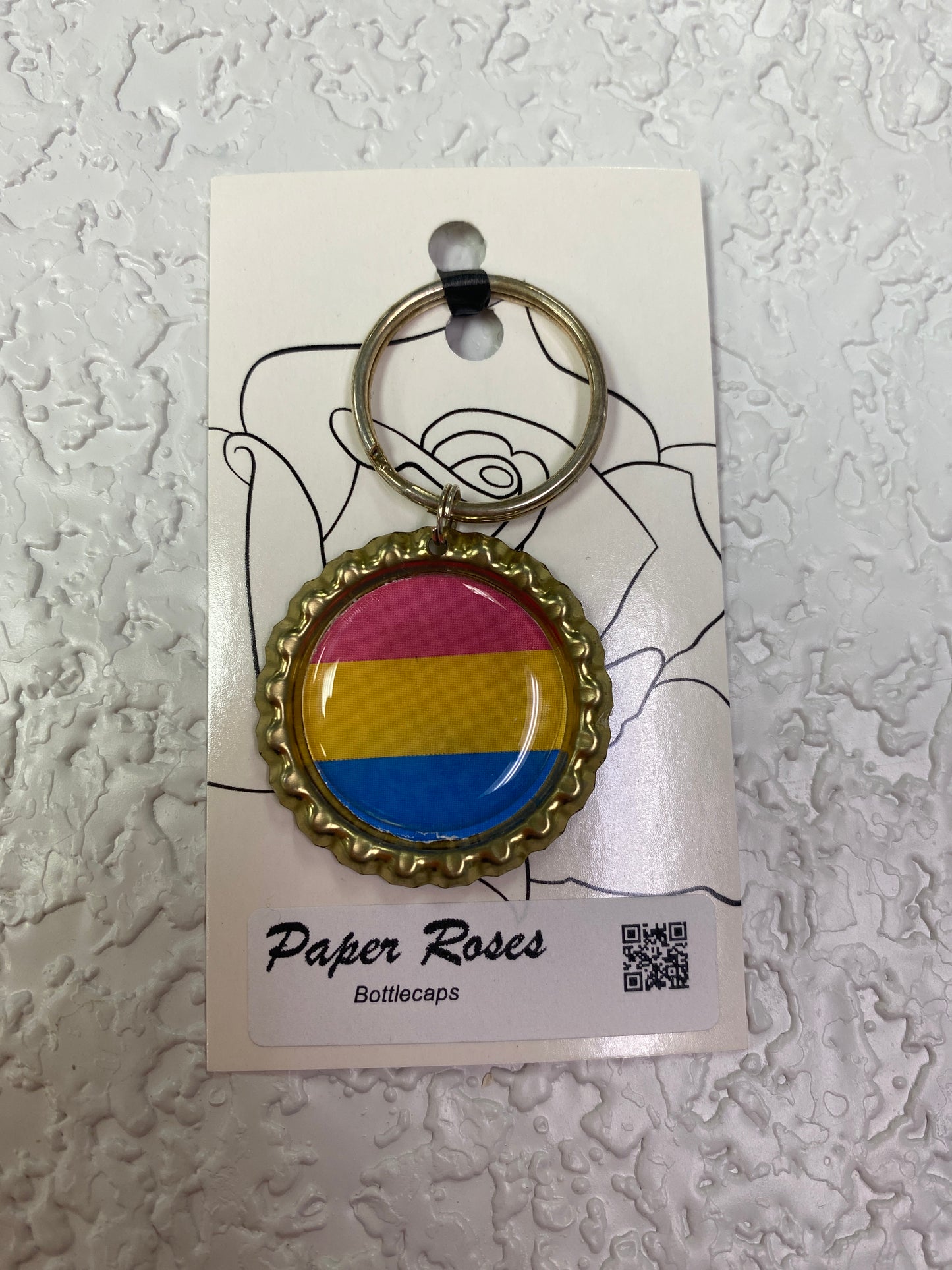 GOLD PRIDE BOTTLE CAP KEYCHAIN