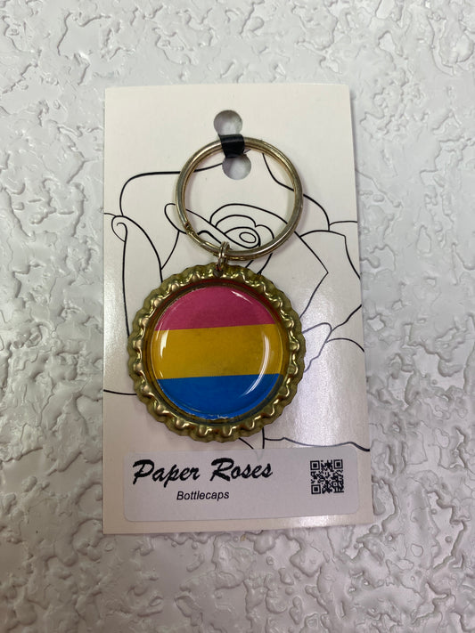 GOLD PRIDE BOTTLE CAP KEYCHAIN