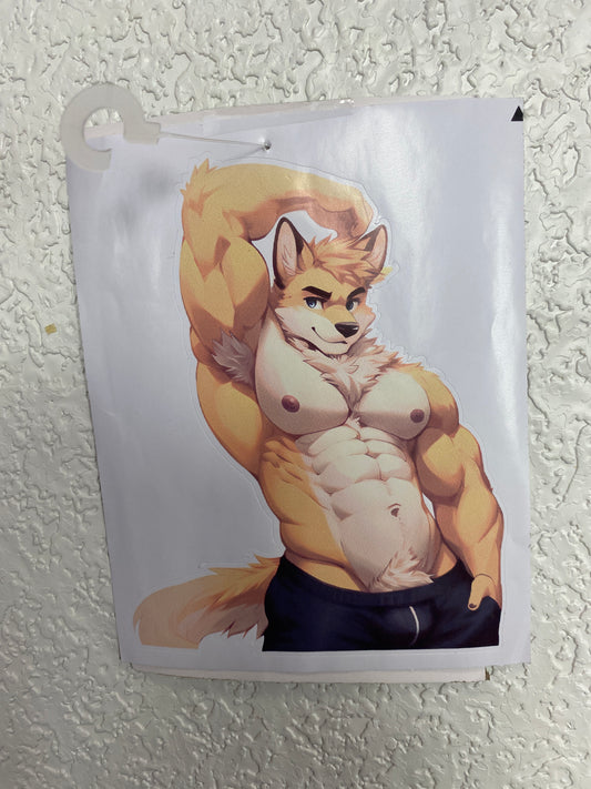 FURRY MUSCLE DOG ANIME STICKER
