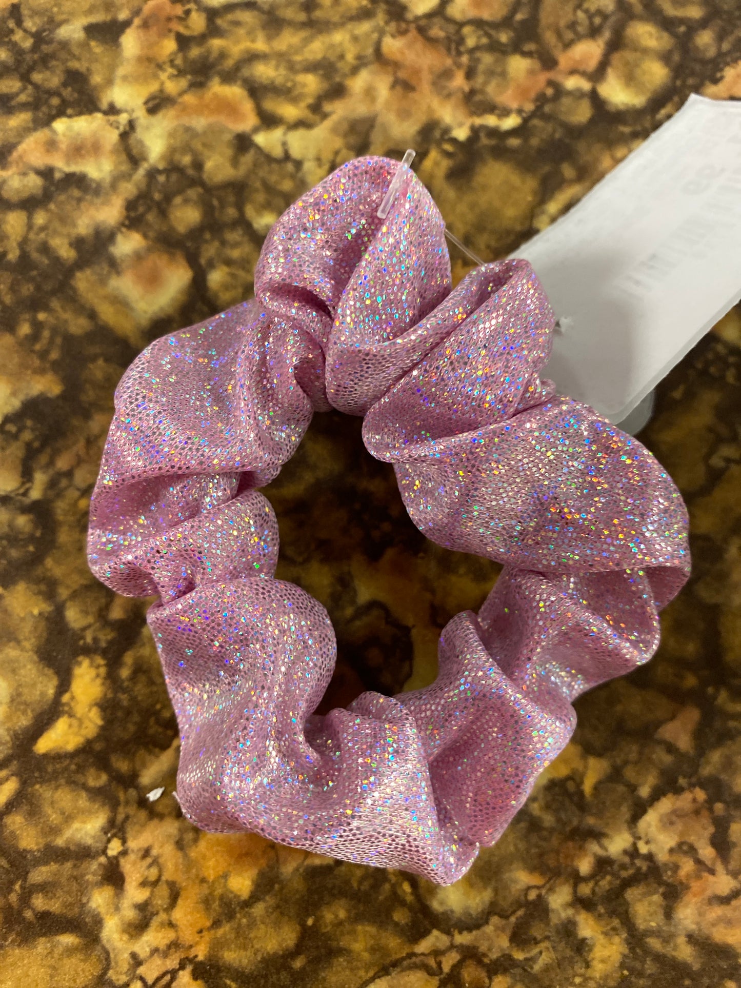 HOLOGRAPHIC SCRUNCHIE SPARKLE PINK
