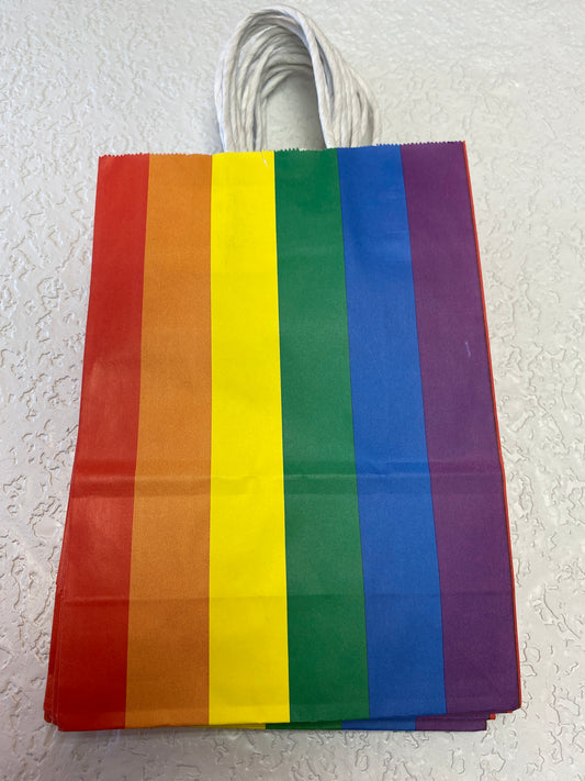 PRIDE PAPER GIFT BAG TOP TO BOTTOM RAINBOW PRIDE FLAG