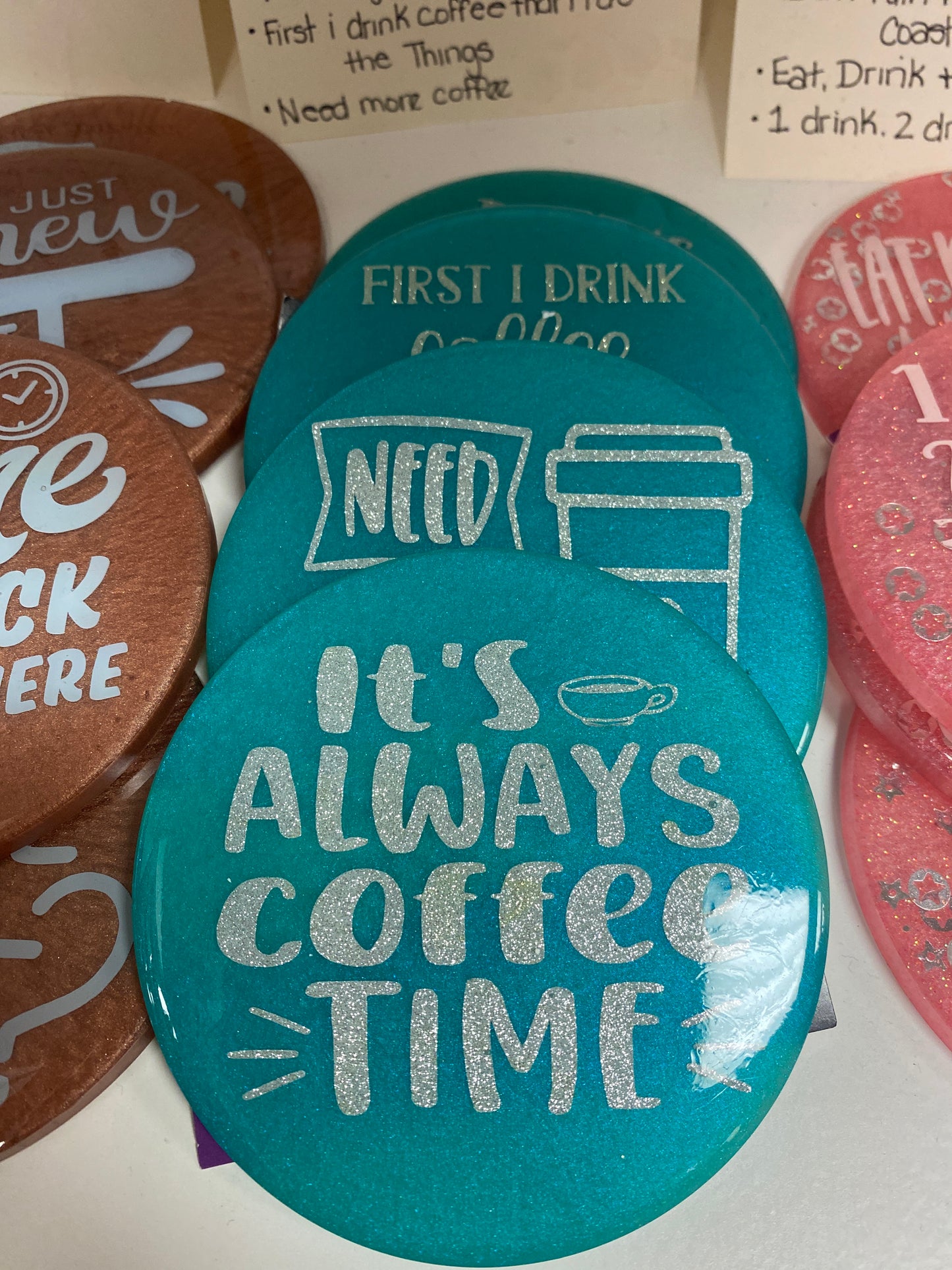 RESIN DRINK COASTERS TODAYS GOOD MOOD SET OF 4